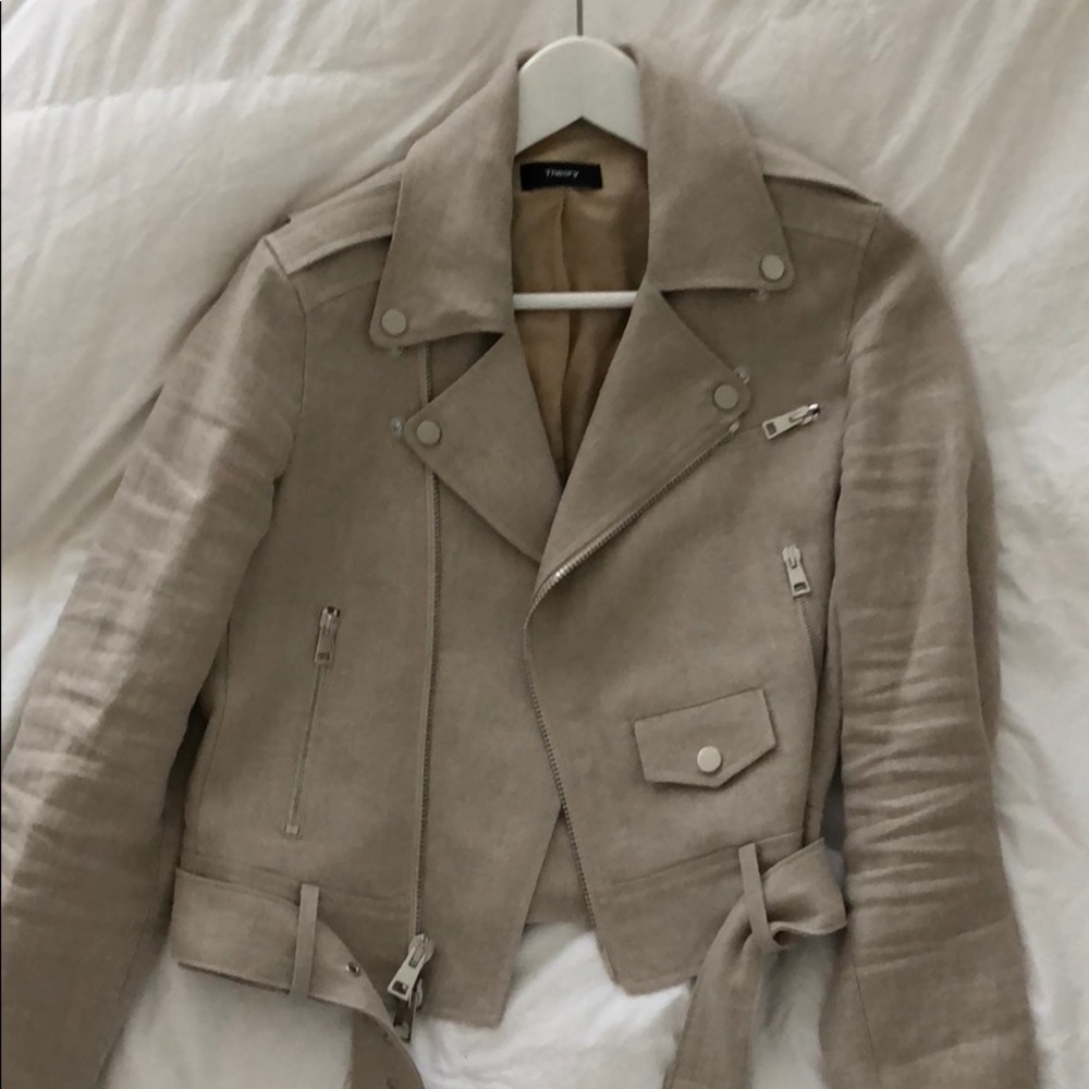 Beige colored Theory linen jacket in size small